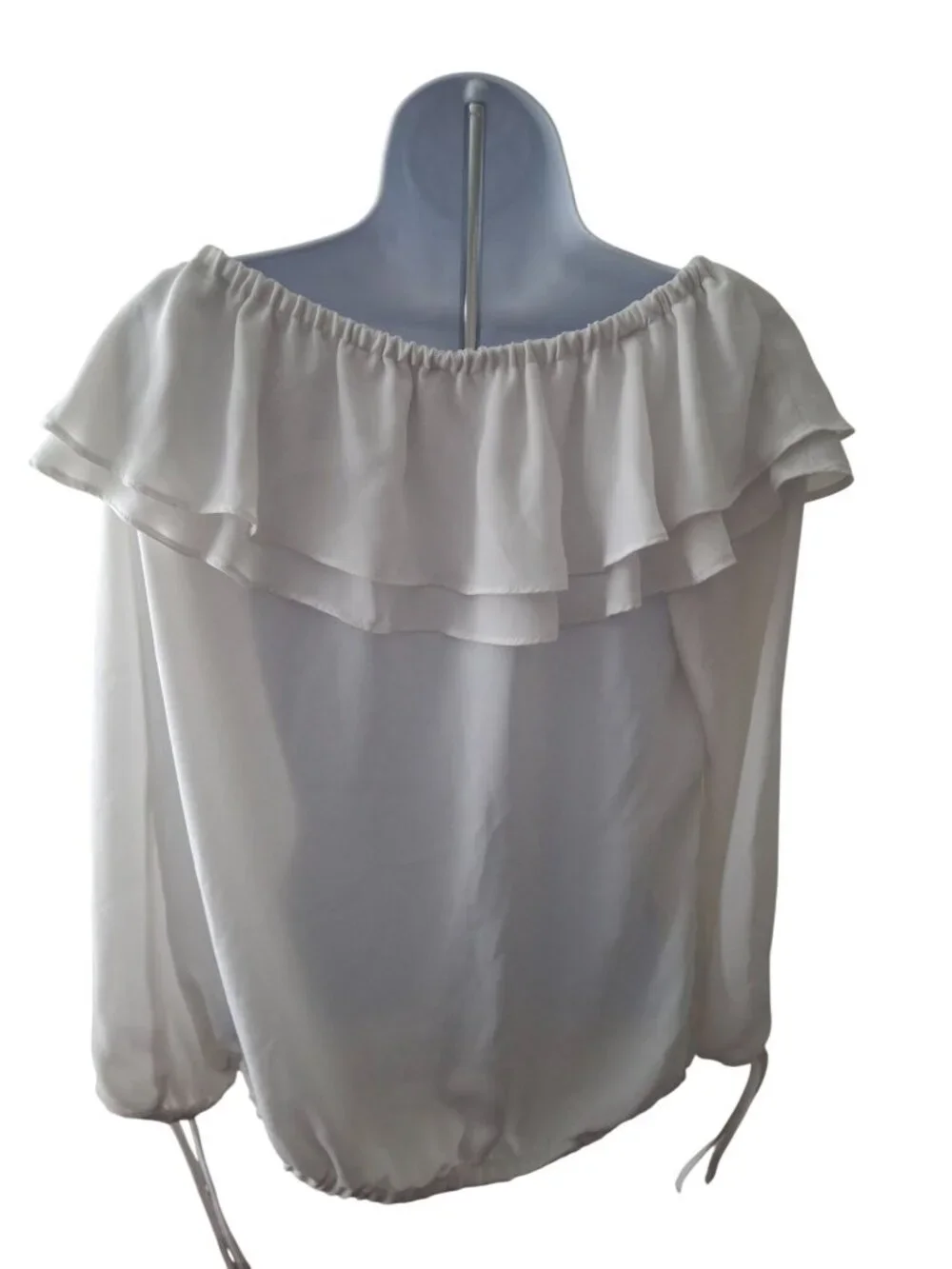 Michael Kors White Off Shoulder Ruffle Blouse S Boho Coastal Quiet Luxury Top